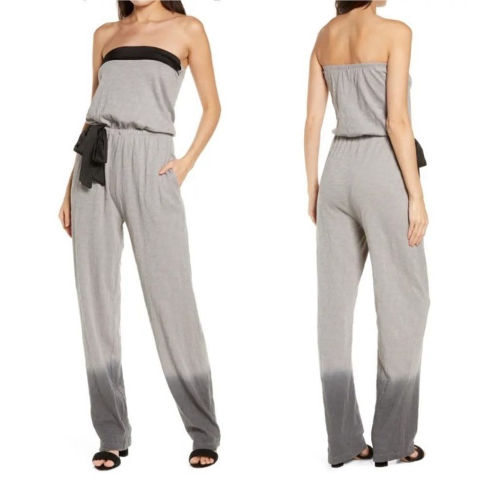 NWT ATM Anthony Thomas Melillo Ombré Slub Jersey Jumpsuit in Concrete Gunmetal